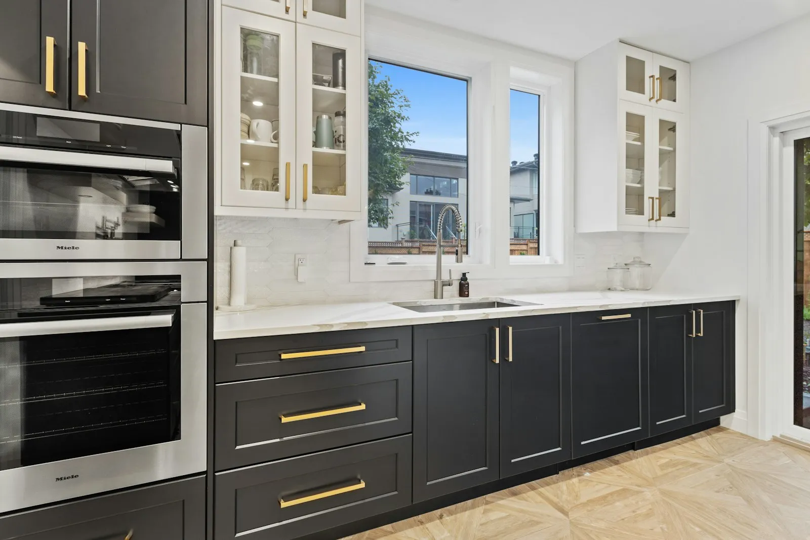 Charcoal black + brass, cabinet repaint inspiration